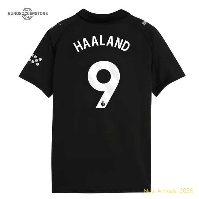 Authentic 2025-2026 Man City Away Shirt (kids) (haaland 9) - Premium