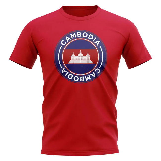 Top-Tier Cambodia Football Badge T-Shirt (Red) Limited-Edition
