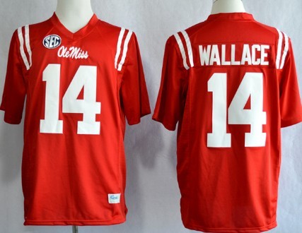 Men's None Bo Wallace #14 premium Red 2013 official Jersey stitched