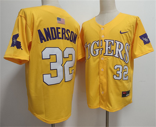 Men's LSU Bayou Bengals Gold 2025 stitched Kade Anderson #32 durabl