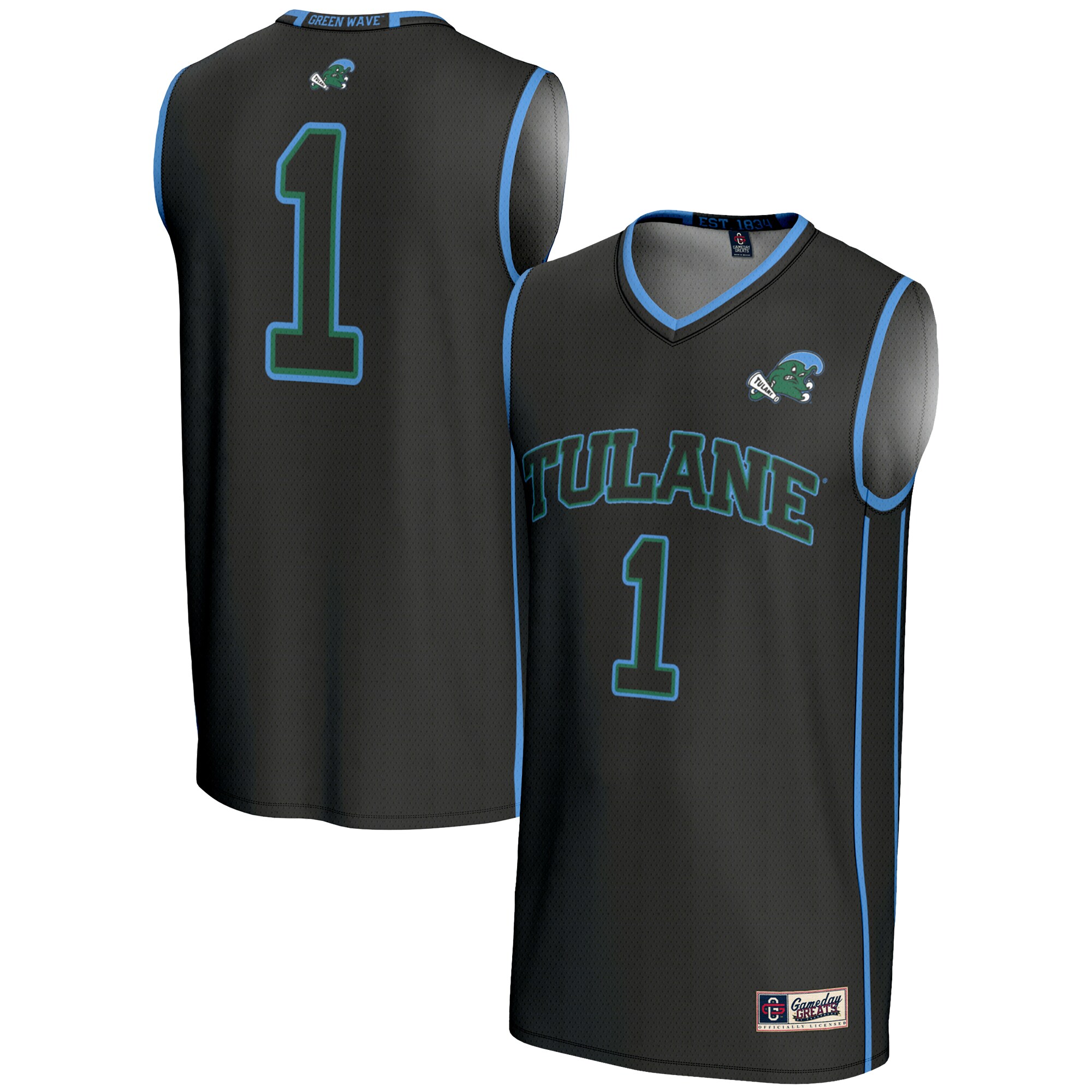 [DDG] Tulane Green Wave GameDay Greats Lightweight Basketball Jersey - Black