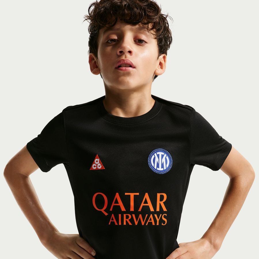 Inter X ACG Training T-Shirt Dri-FIT Academy Pro Pre Match 4th - Black/Safety Orange Kids