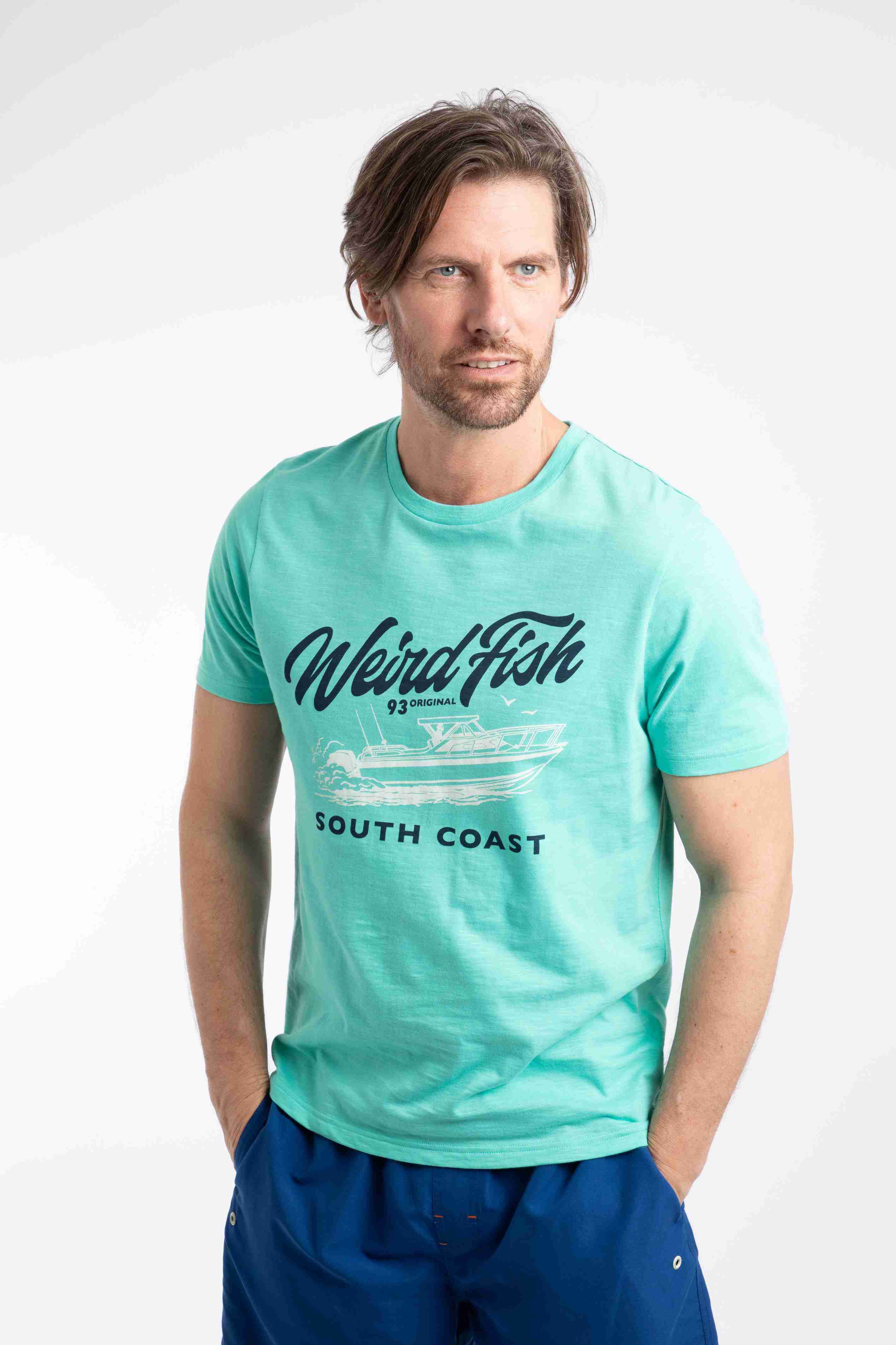 South Coast Front Print Graphic T-Shirt Aqua Marine