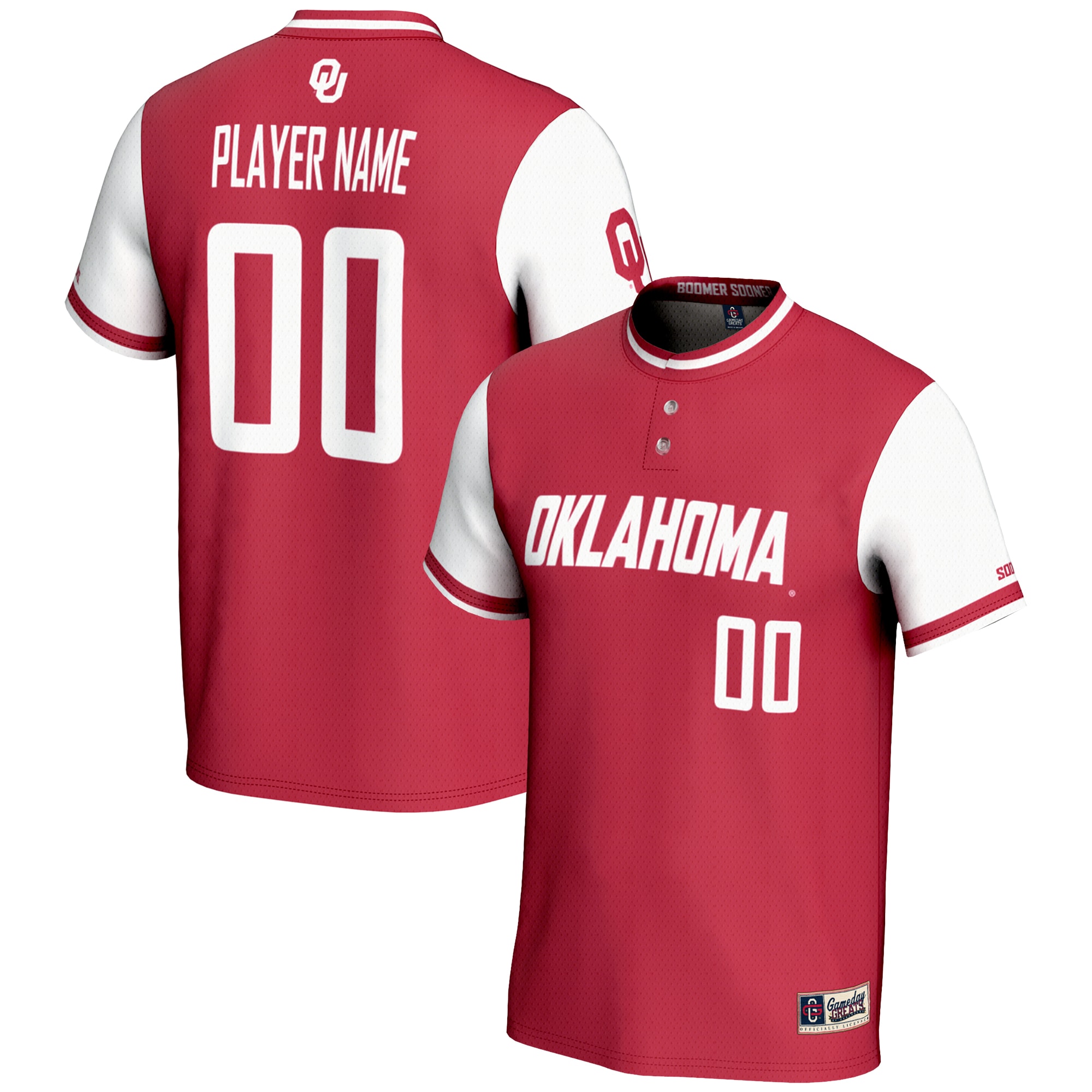 [NJP] Oklahoma Sooners GameDay Greats NIL Pick-A-Player Lightweight Softball Jersey - Red