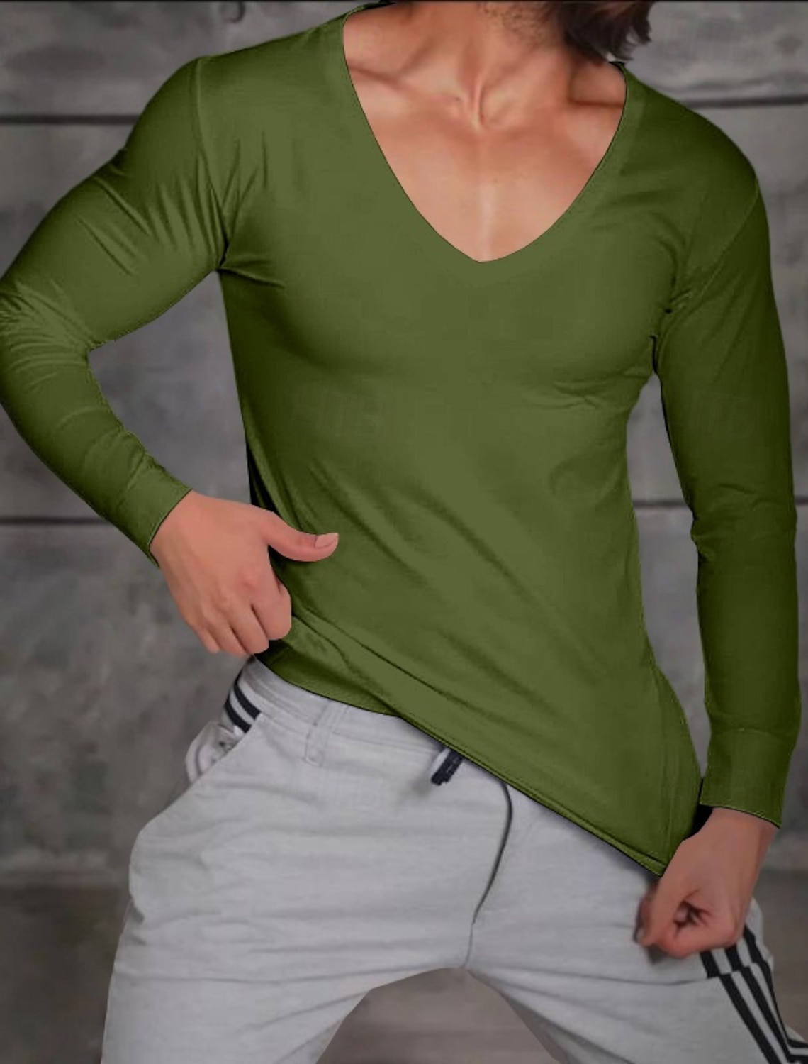 Men's T Shirt Long Sleeve V Neck Winter Spring & Fall All Seasons