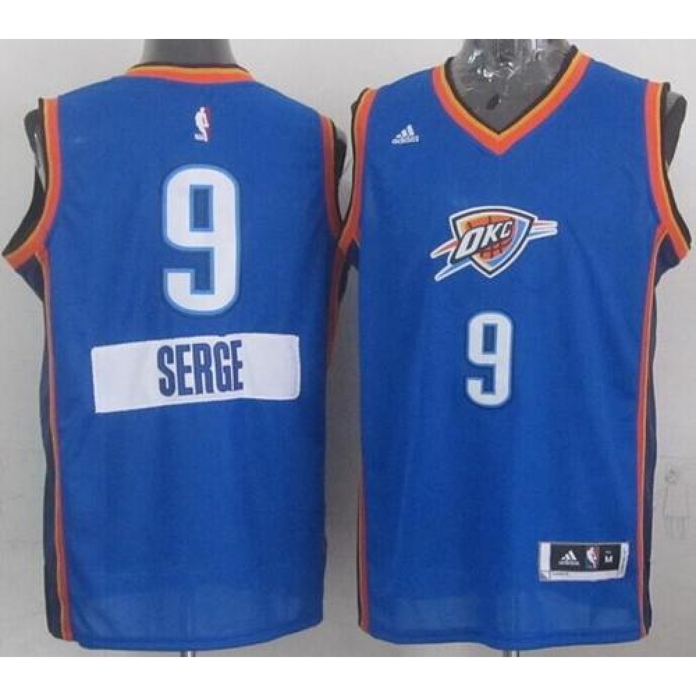 Fan Favorite Genuine Men's Thunder #9 Serge Blue Basketball Jersey