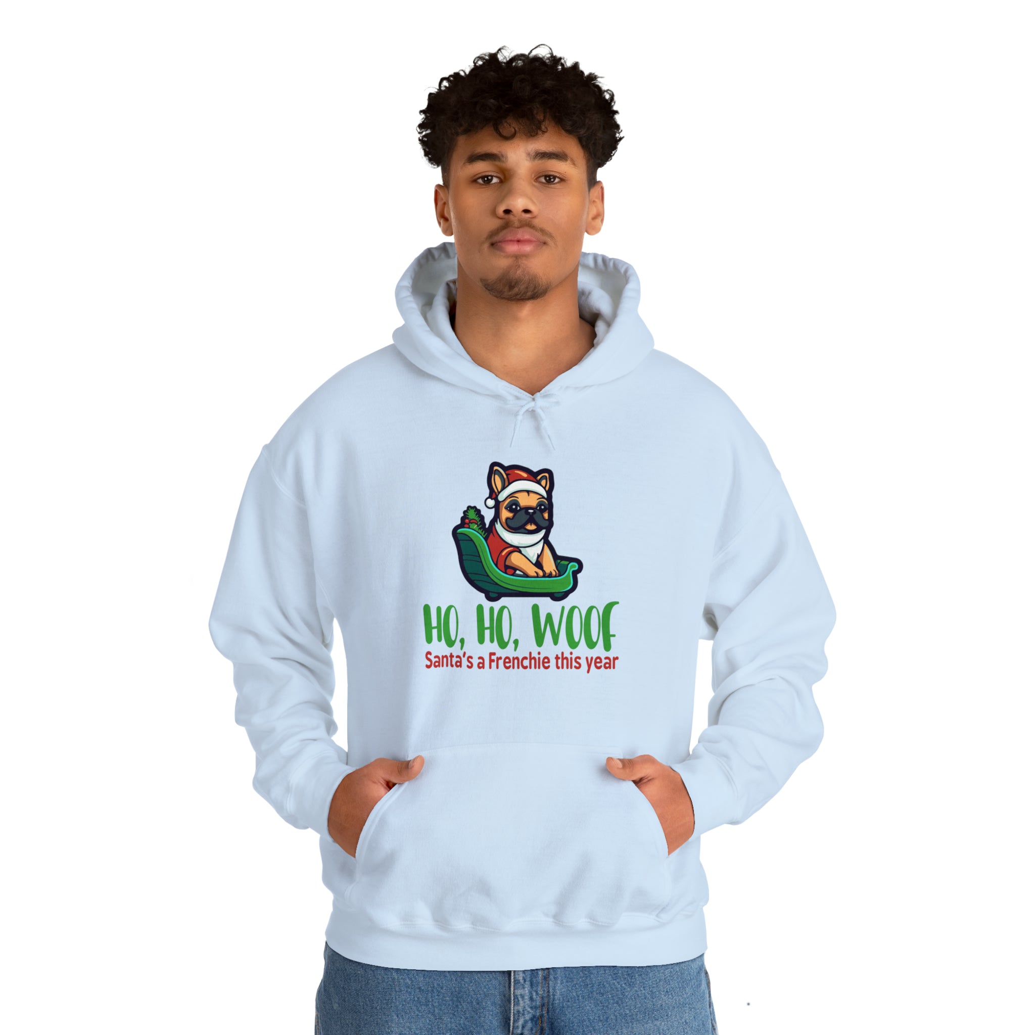 French Bulldog Ho Ho Woof Unisex Hoodie Useful Frenchie Gear