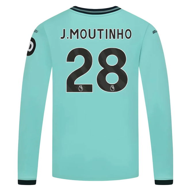 Wolves Wolves Long Sleeve Away Shirt Kids J Moutinho #28 Premium Q...