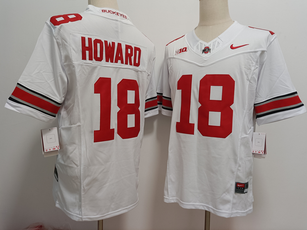 Men's Ohio St Buckeyes Will Howard #18 home jersey White 2024 high
