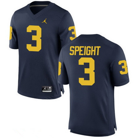 Men's Michigan UM Blue 2024 replica Wilton Speight #3 game day Jersey