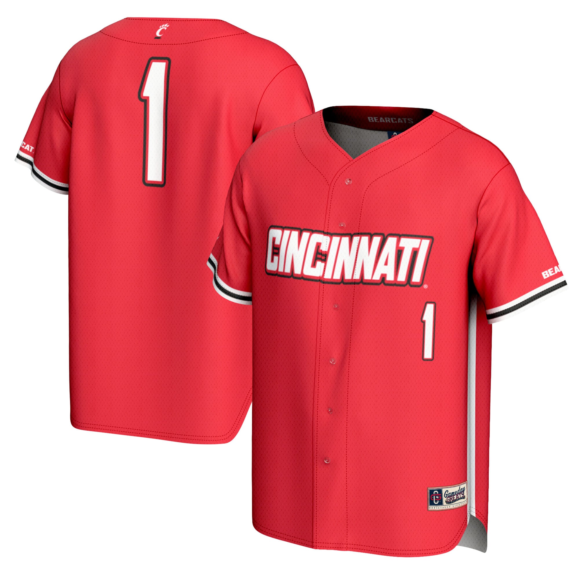 [NJP] Cincinnati Bearcats GameDay Greats Unisex Lightweight Baseball Fashion Jersey - Red