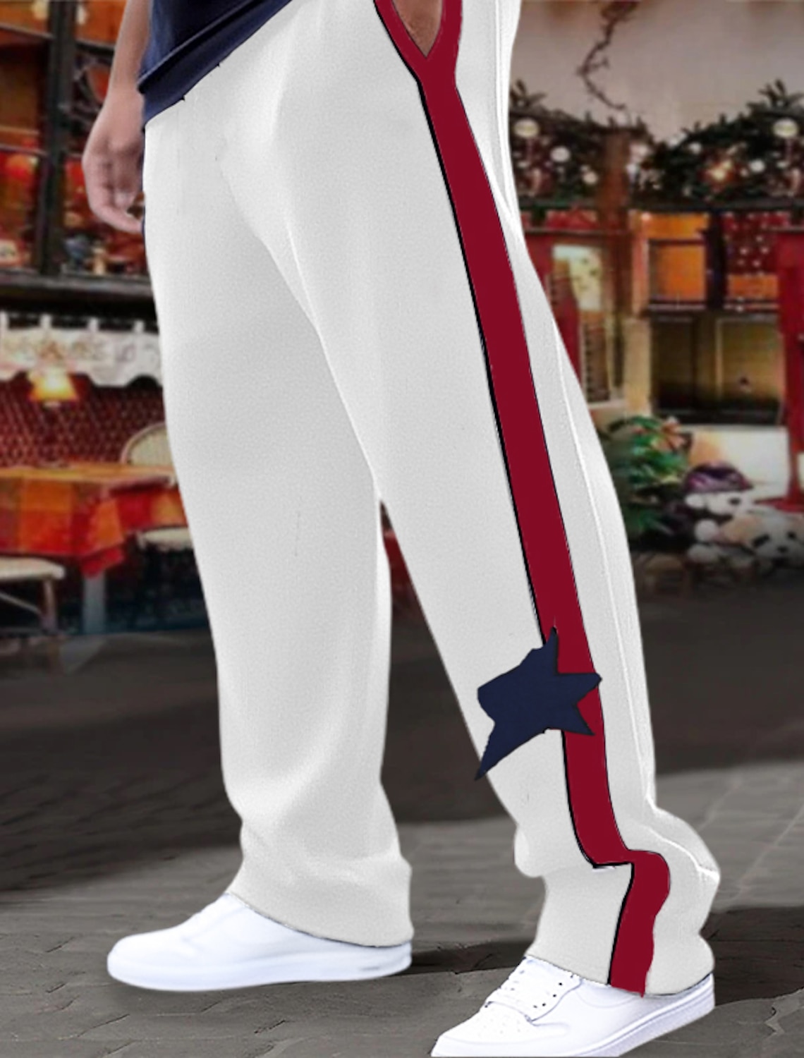 Men's Sweatpants Joggers Trousers Patchwork Drawstring Elastic Waist