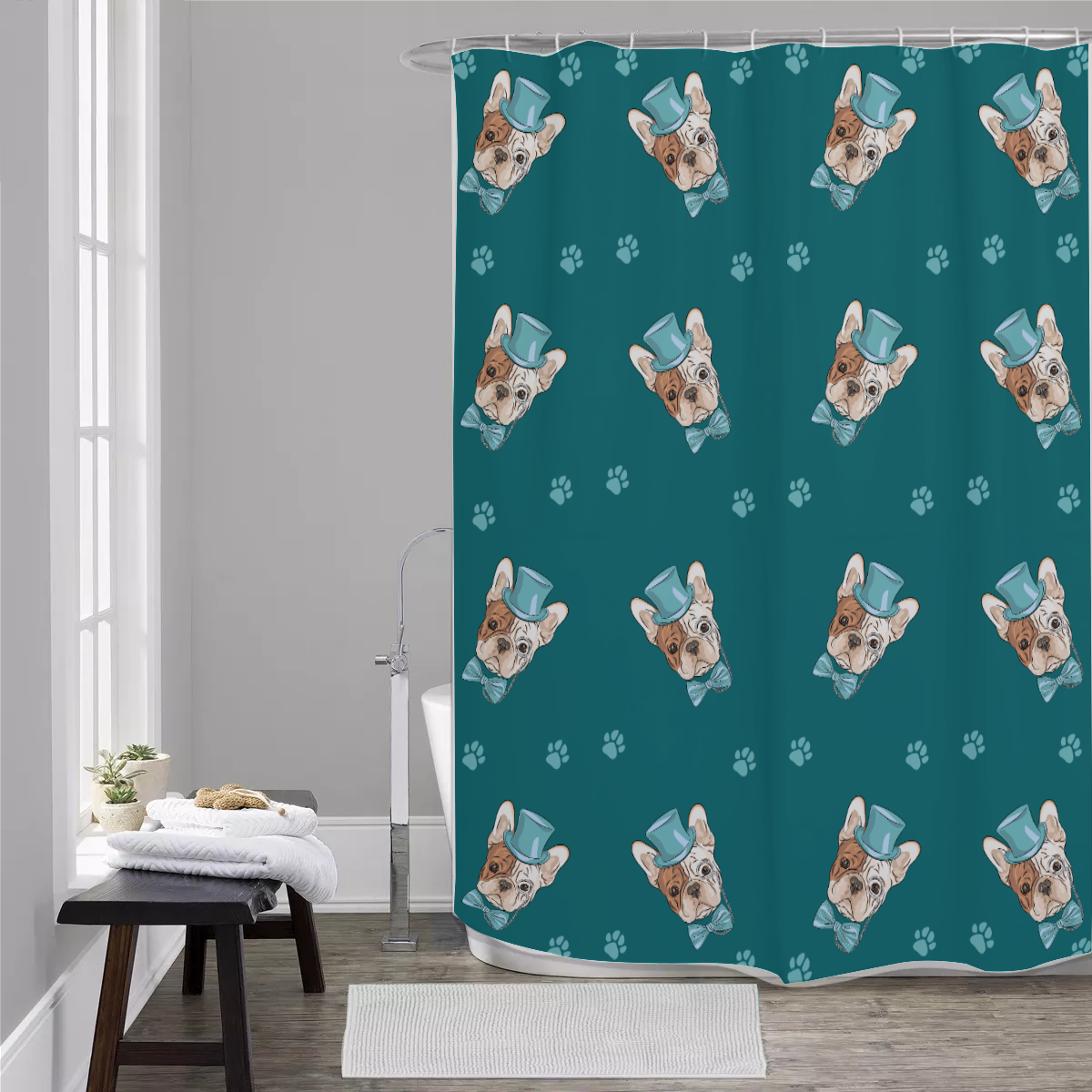 Premium Frenchie-Fan Jasper - Shower Curtains for Street Style Premium