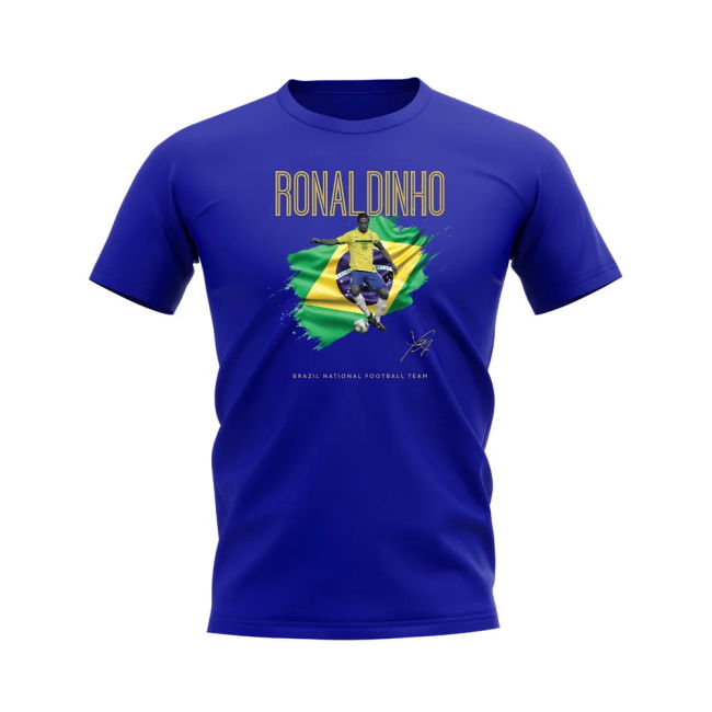 Replica Ronaldinho Brazil Image T-Shirt (Blue) Premium World