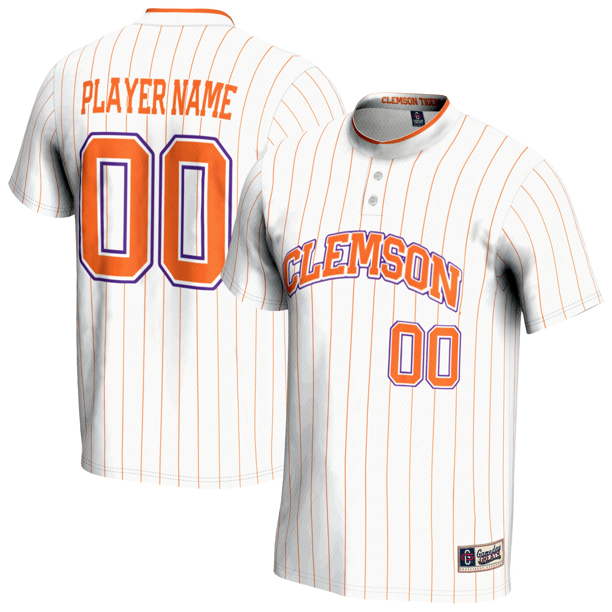 [DDG] Clemson Tigers GameDay Greats Youth NIL Pick-A-Player Lightweight Softball Jersey - White