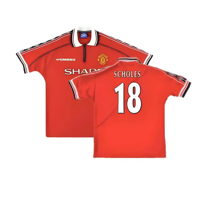 Manchester United 1998-2000 Home Top (XXL) (Excellent) (Scholes 18)