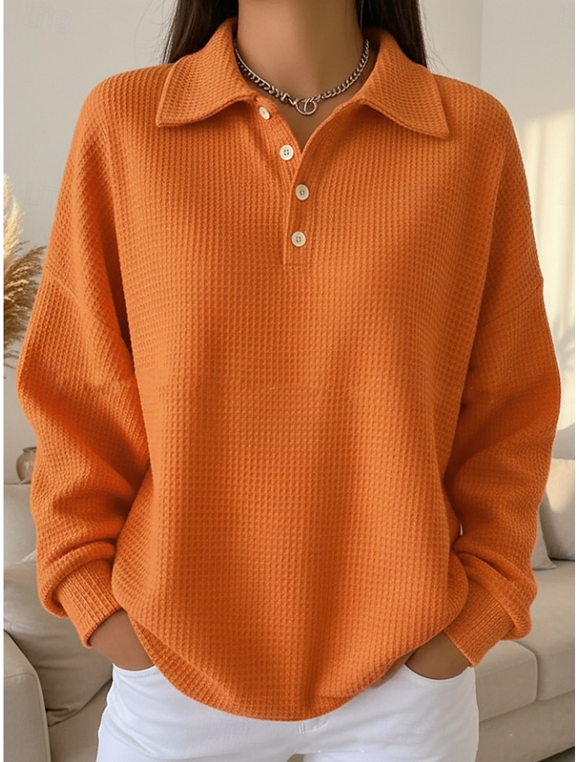Women's Pullover Sweatshirt Active Sports Fashion Long Sleeve Square Neck Regular Tops White Red Orange Spring Fall Winter