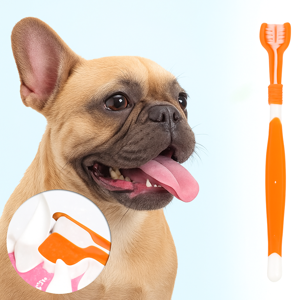 Comfortable Tribrush French Bulldog Toothbrush – Three-sided Soft Bri...