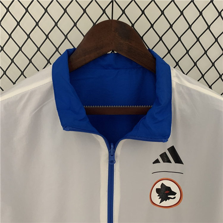 AS Roma 2324 Reversible Trench Jacket WhiteBlue - Official Replica