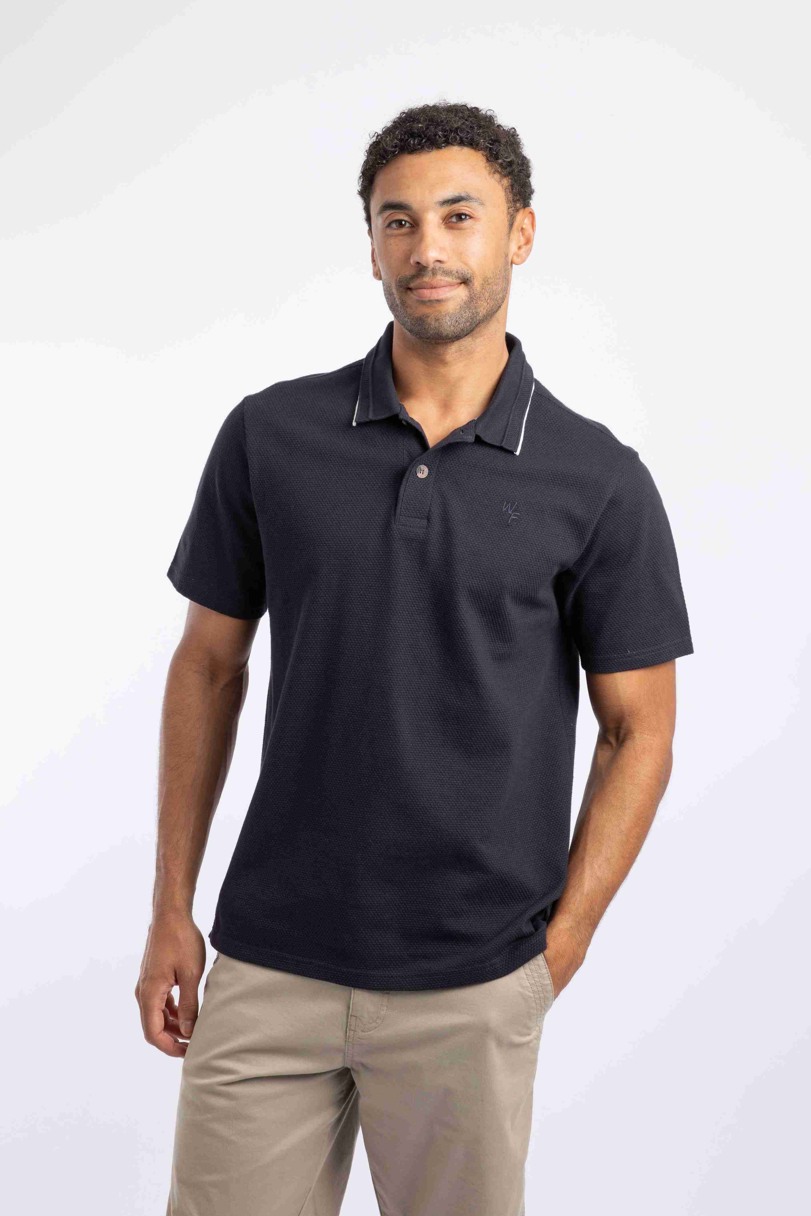 Powell Textured Polo Shirt Midnight