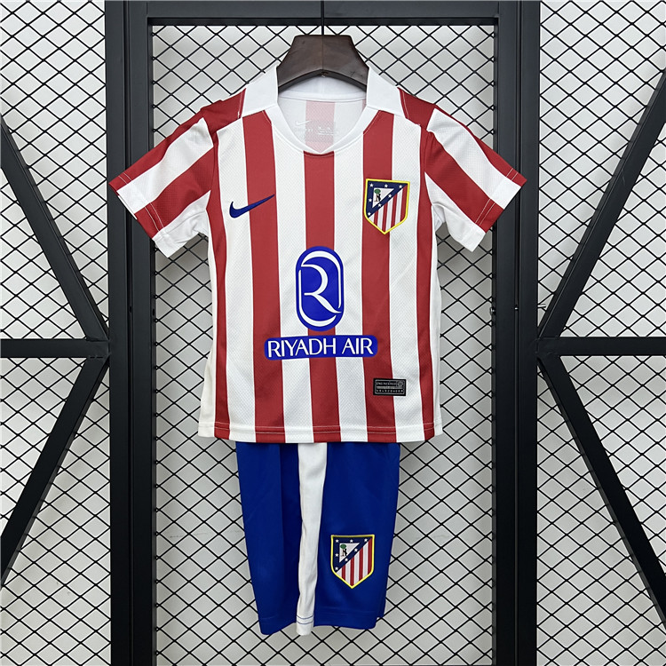 Moisture Wicking Kids Atletico Madrid 2526 Home Soccer Kit ShirtShorts
