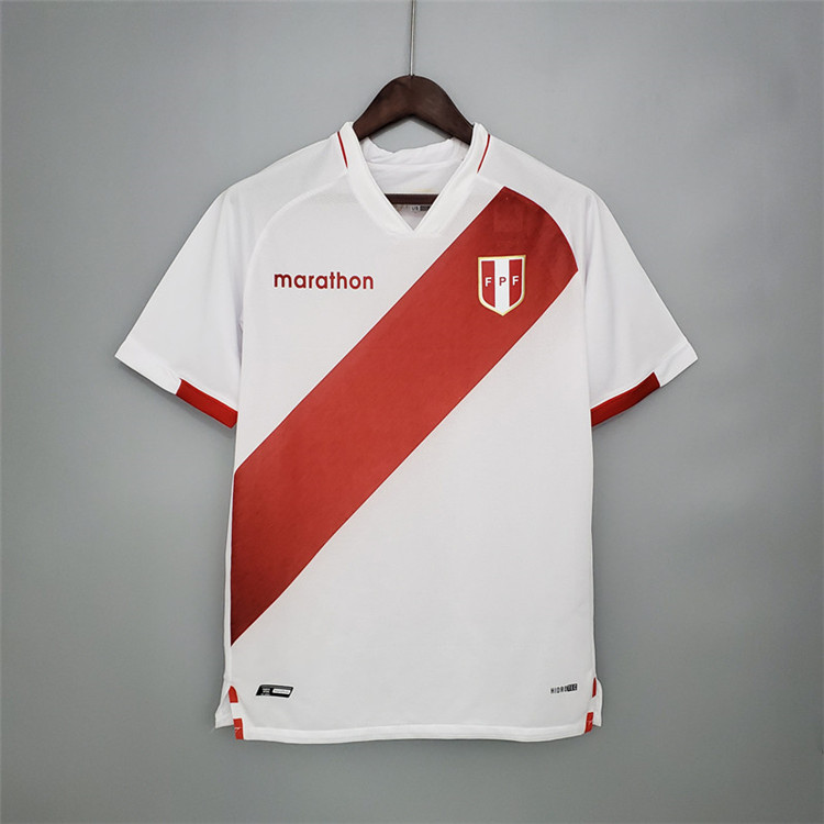 Quick Dry Peru 2020 Home White Soccer Jersey Football Shirt