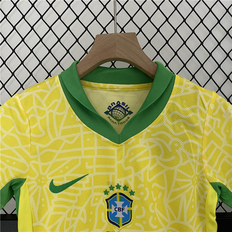 Quick Dry Kids Brazil Copa America 2024 Home Kit ShirtShorts