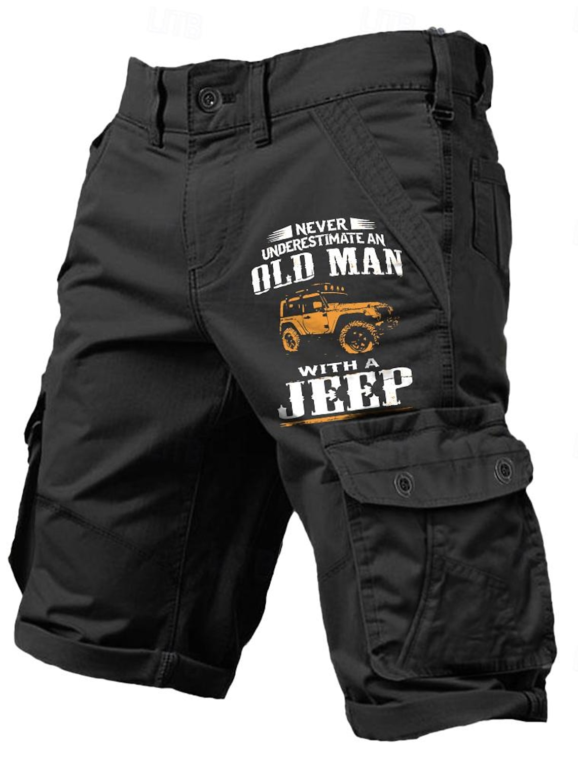 Mens Graphic T-Shirt Never Underestimate An Old Man With A Jeep Design Short Sleeve
