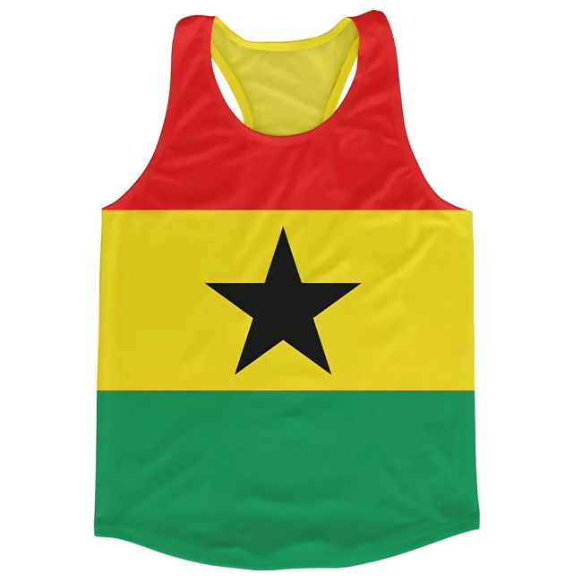 Exclusive-Design Match-Ready Ghana Flag Running Vest Aero-Dynamic