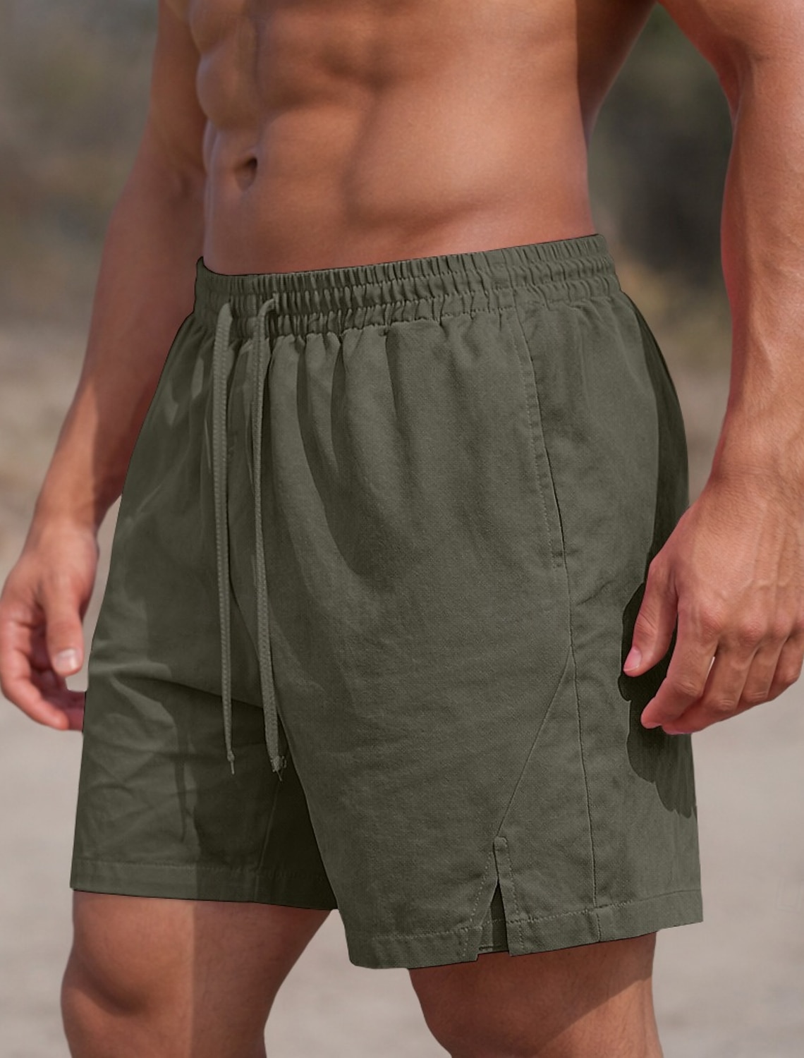 Men's Active Shorts Casual Athletic Short Pocket Elastic Waist Plai #2