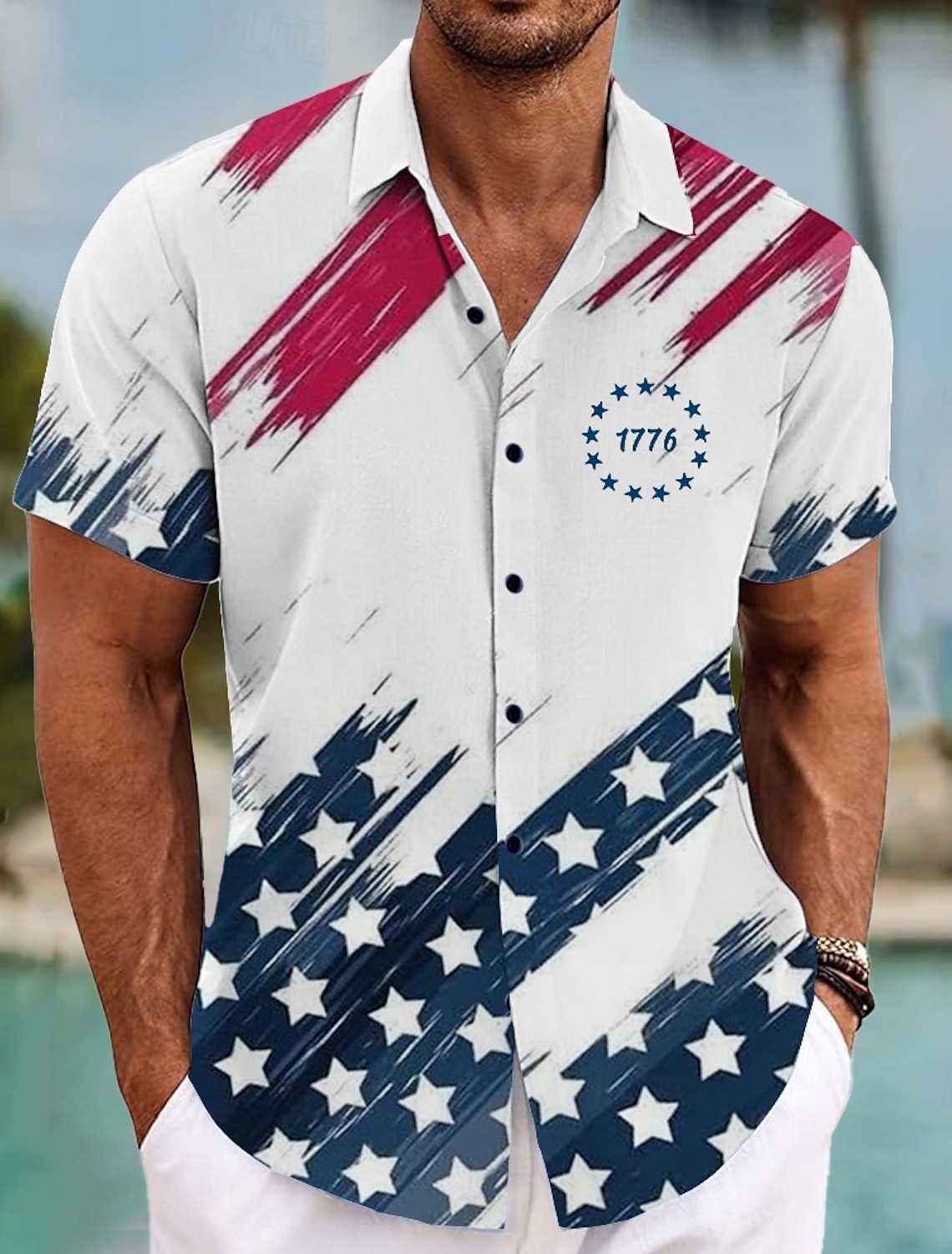 Men's 4th of July U.S. 250th Anniversary Eagle US Flag Shirt Button Up Shirt Short Sleeve Vintage Retro Outdoor Holiday Summer Spring Turndown 3D Print Collared Shirts Front One Pocket Blue White 1