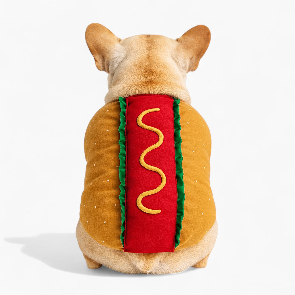 FrankRuff Frenchie Hotdog Costume – Funny Warm Adjustable Flannel Outfit