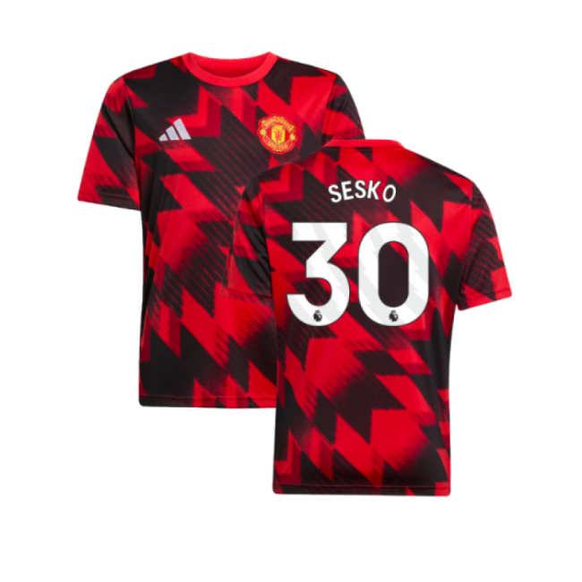 2025-2026 Man Utd Pre-Match Jersey (Red) - Kids (Sesko 30)