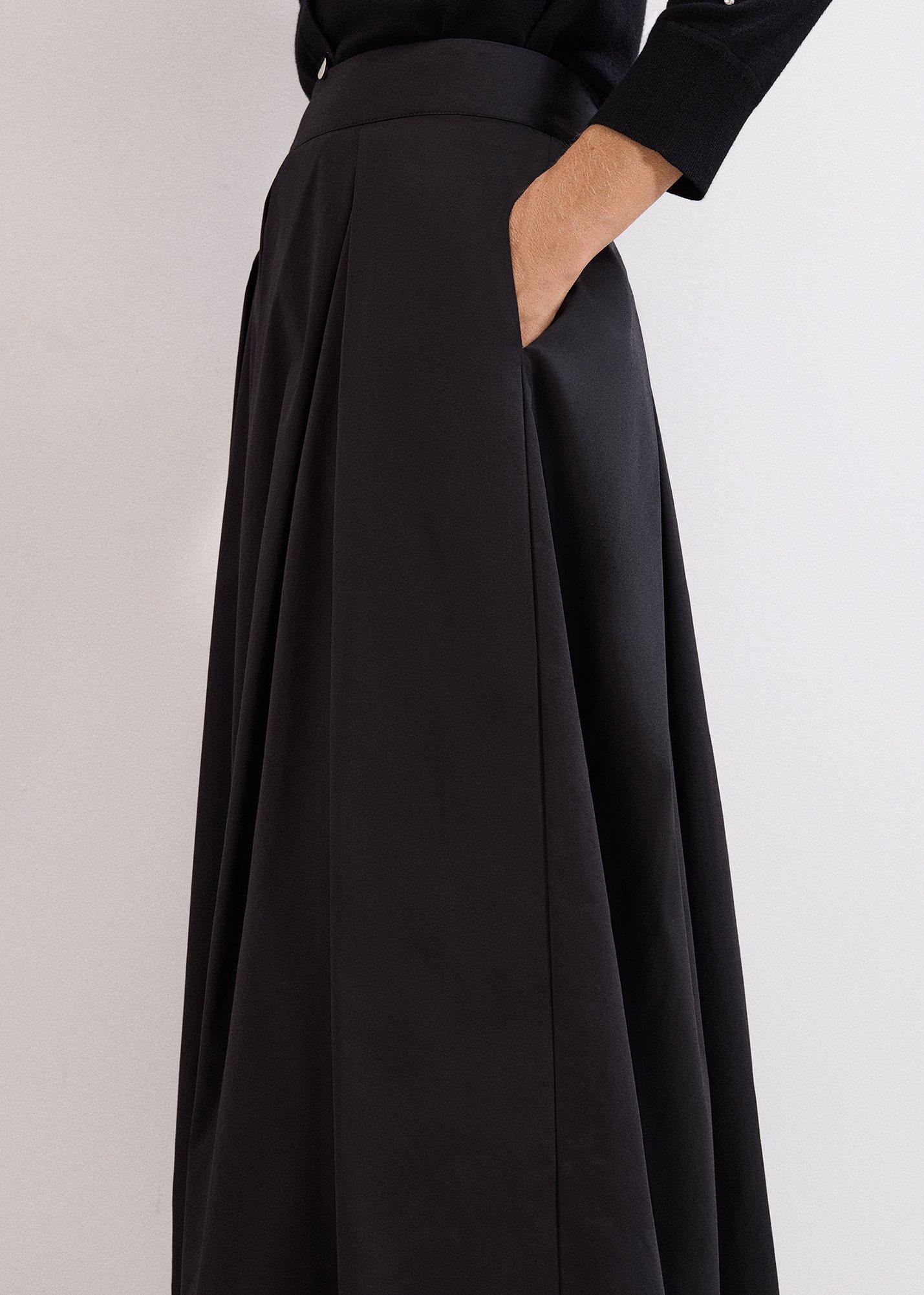 Petite Trinity Black Midi Skirt