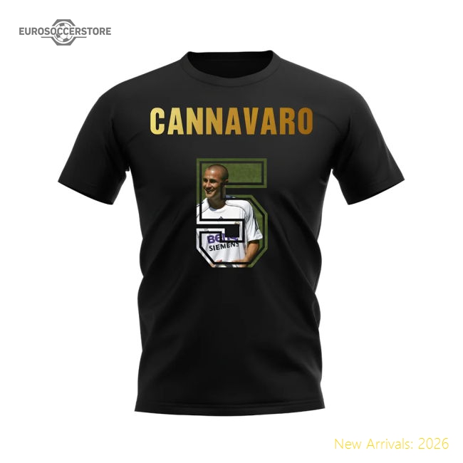 Genuine Fabio Cannavaro Name And Number Real Madrid T-Shirt (Black)