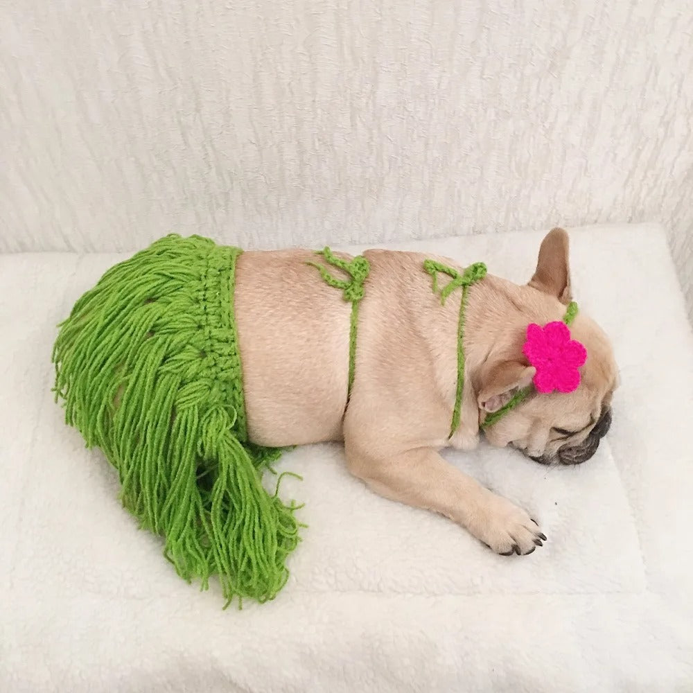 Grass Skirt Outfit With Flower Headband Paw Protection | Durable Build