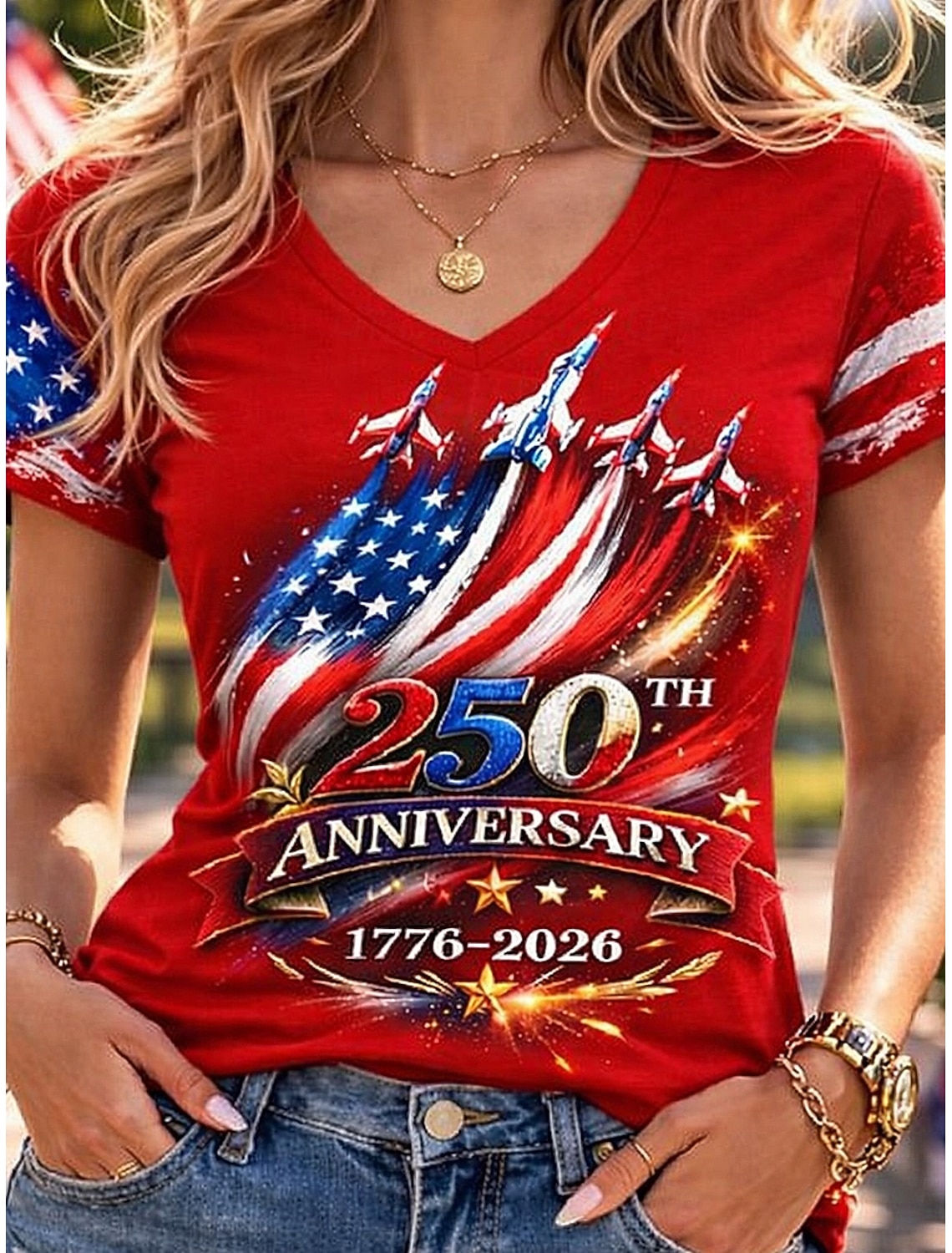 American Independence Day Women's T Shirt Print Graphic Letter American Flag Stylish Classic Casual Short Sleeve Crew Neck Regular Tops Daily Black Summer Spring