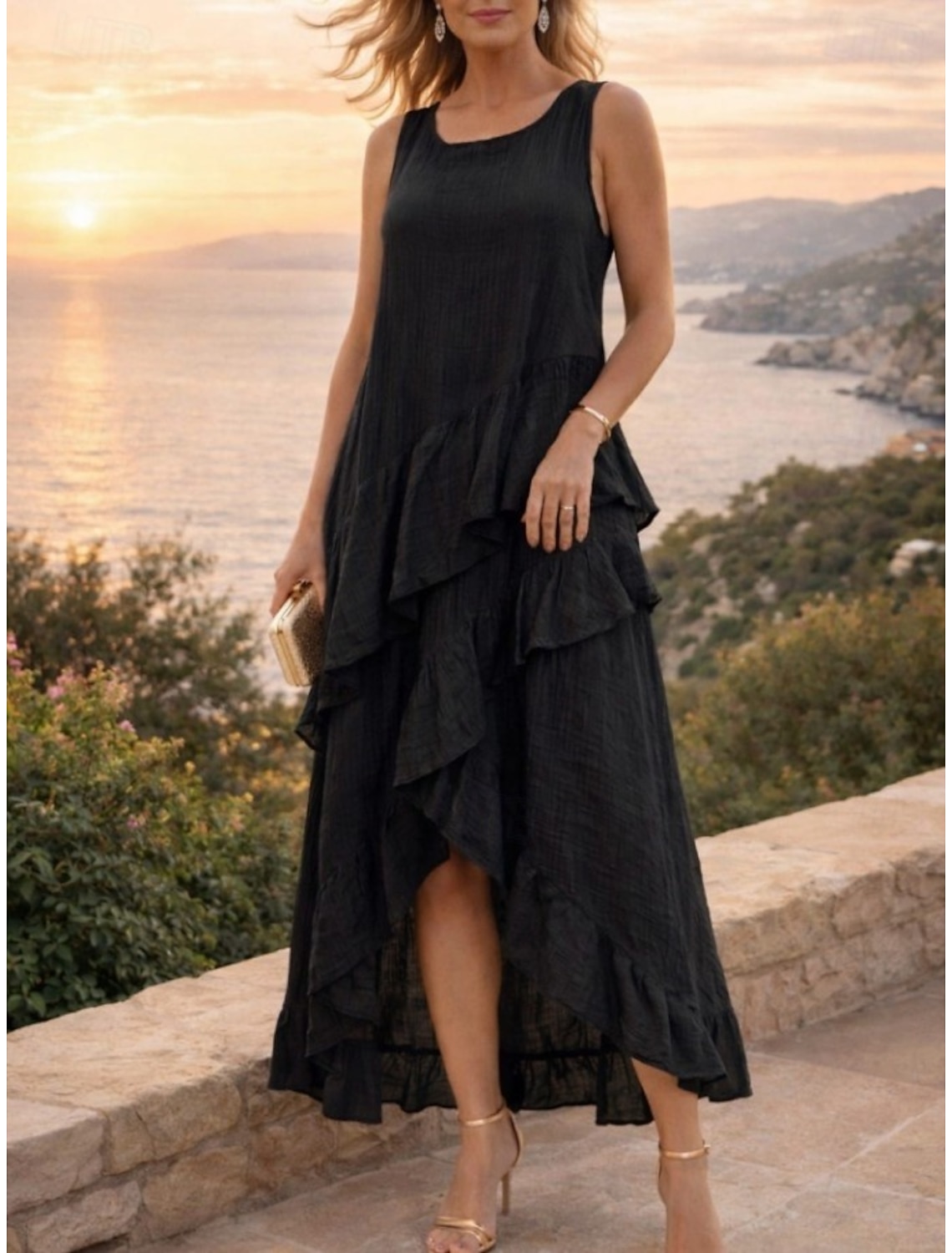 Women's Midi Dress Sundress White Dress A Line Dress Summer Dress Vacation Casual Boho Daily Holiday Summer Dress Regular Fit Plain Sleeveless Crew Neck Black White Red Army Green Summer