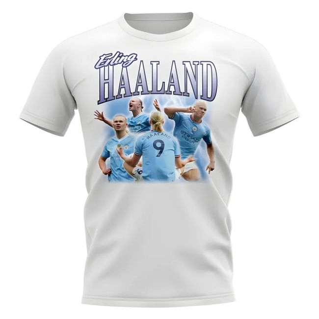 Classic Erling Haaland Bootleg Manchester City T-Shirt (White) for ...