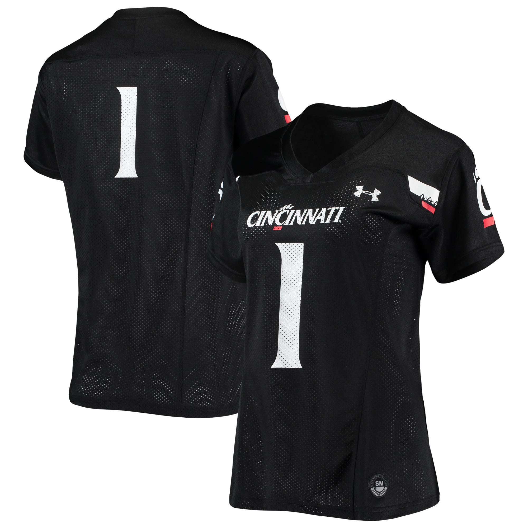 Women's #1 Black Cincinnati Bearcats Football Jersey