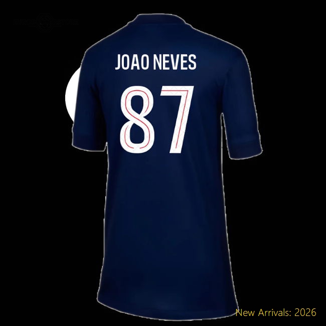 2025-2026 PSG Paris Saint Germain Home Shirt (Kids) (Joao Neves 87)