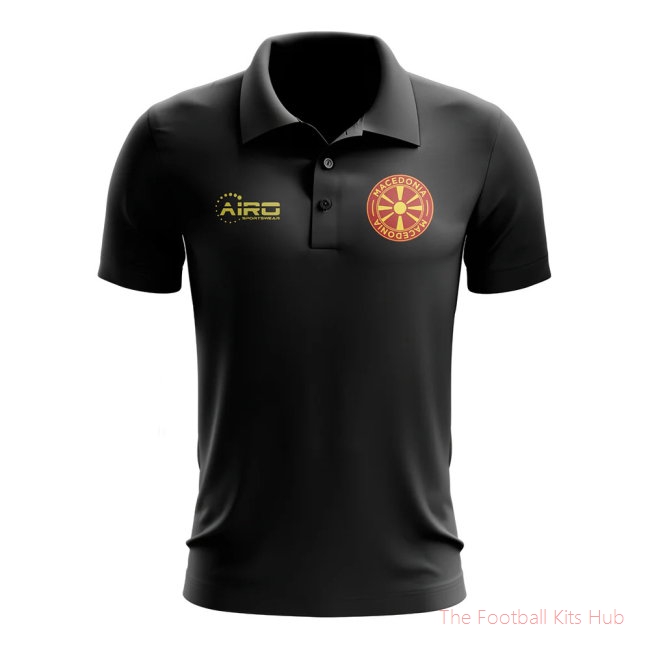 Men Macedonia Football Polo Shirt (Black)