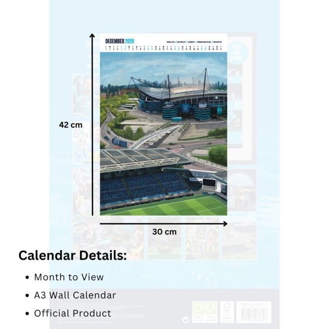 Manchester City FC Deluxe Calendar 2026 (Fan Favorite)