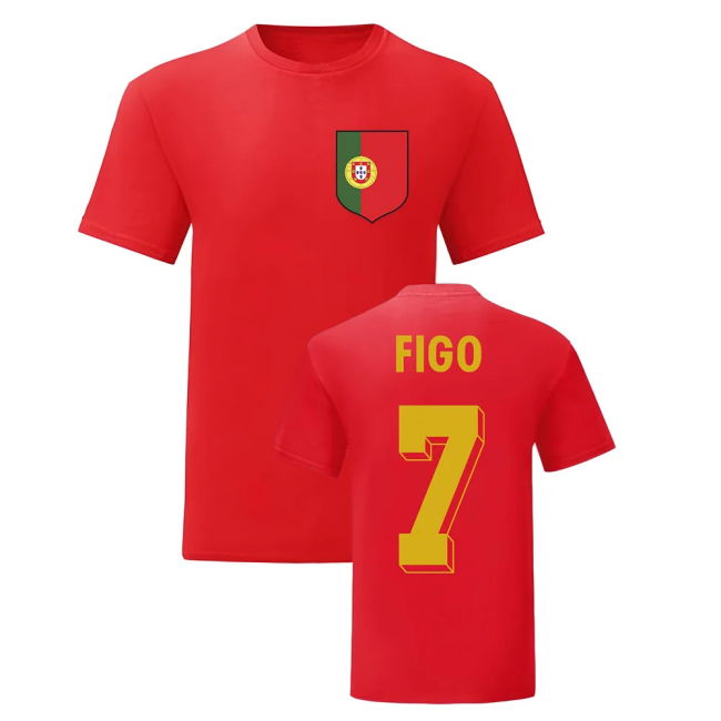 Luis Figo Portugal National Hero Tee (Red) Authentic Euro