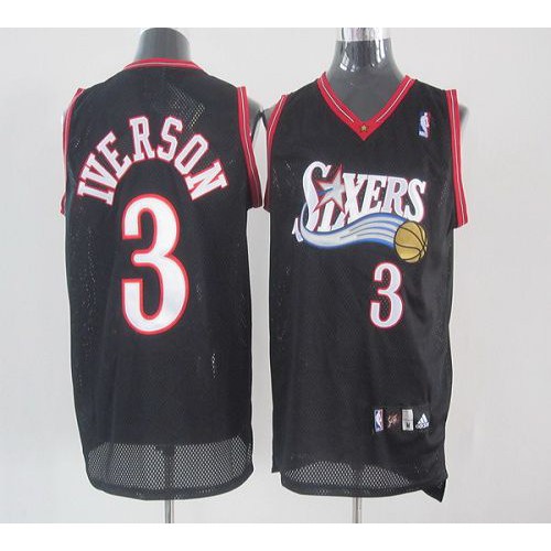 Philadelphia 76ers #3 Allen Iverson Black Stitched Youth NBA Jersey Youth
