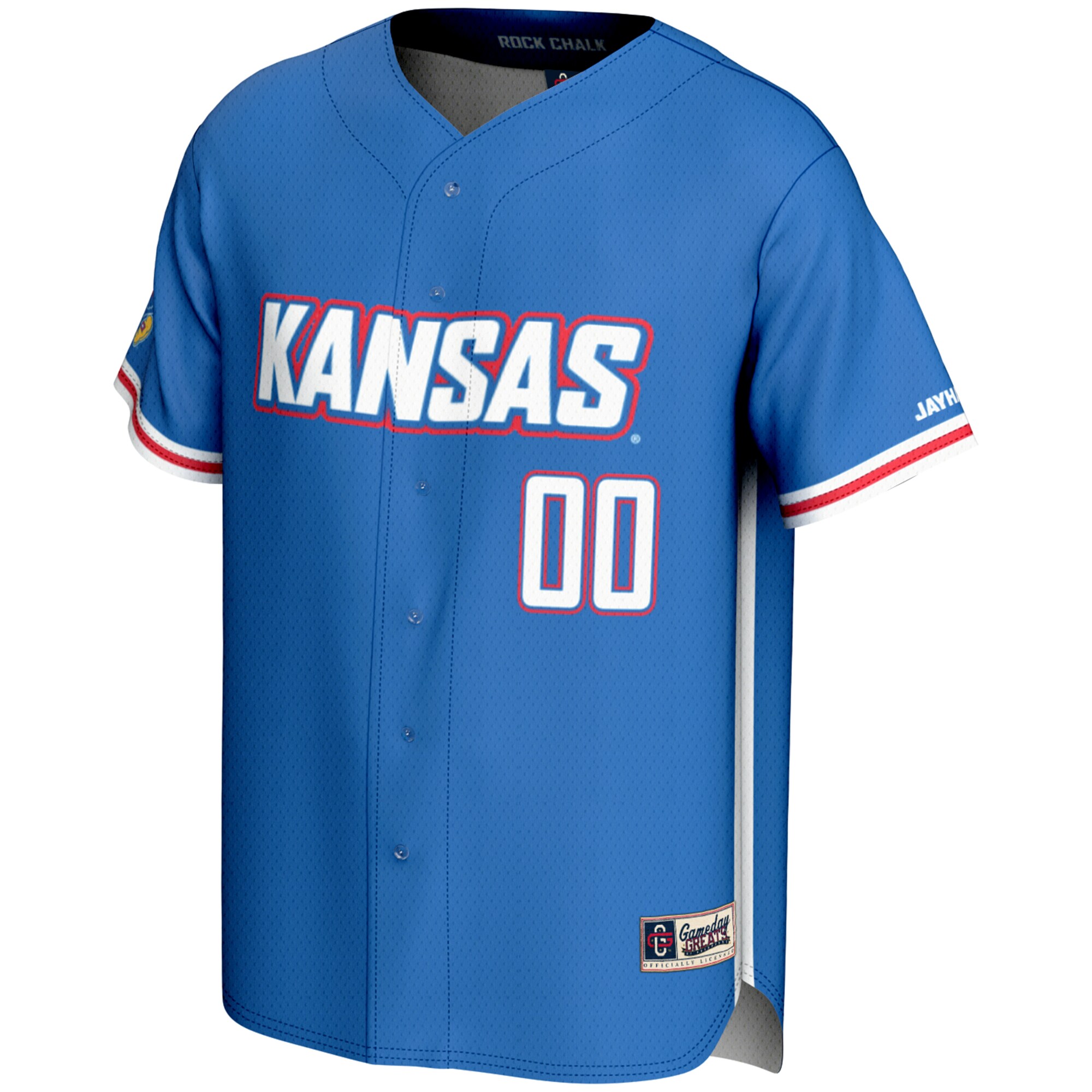 [DDG] Kansas Jayhawks GameDay Greats NIL Pick-A-Player Lightweight Baseball Jersey - Royal