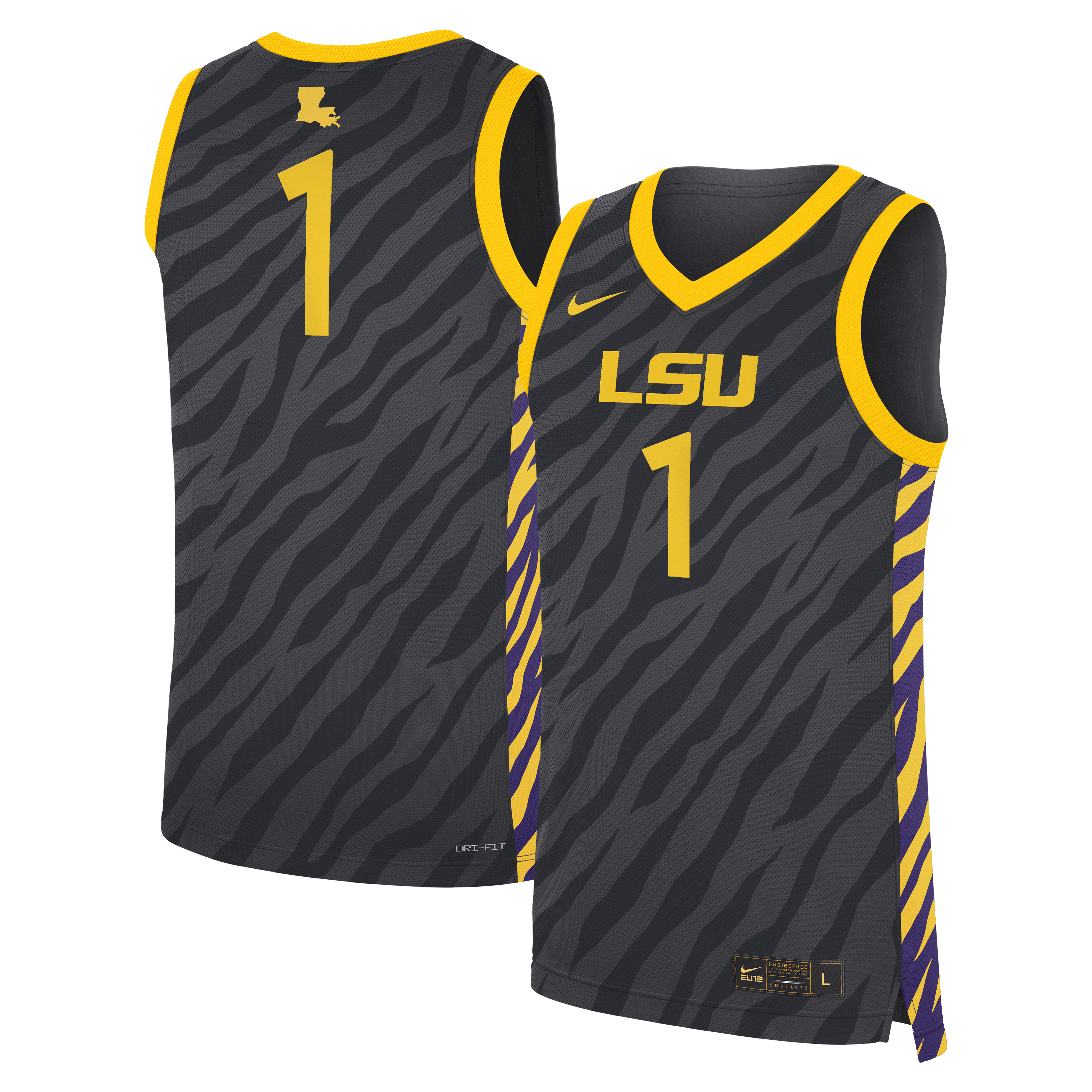 [NJP] LSU Tigers Unisex Replica Basketball Jersey - Anthracite