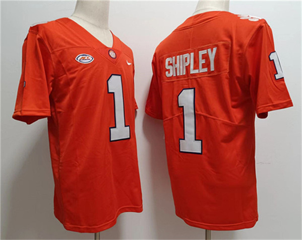 Men's Clemson Tigs Will Shipley #1 breathable Orange 2024 game day
