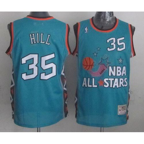 Mitchell And Ness Detroit Pistons #35 Grant Hill Light Blue 1996 All-Star Stitched NBA Jersey Mens