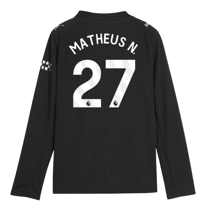 2025-2026 Man City Long Sleeve Away Shirt (Kids) (Matheus N. 27) (L...